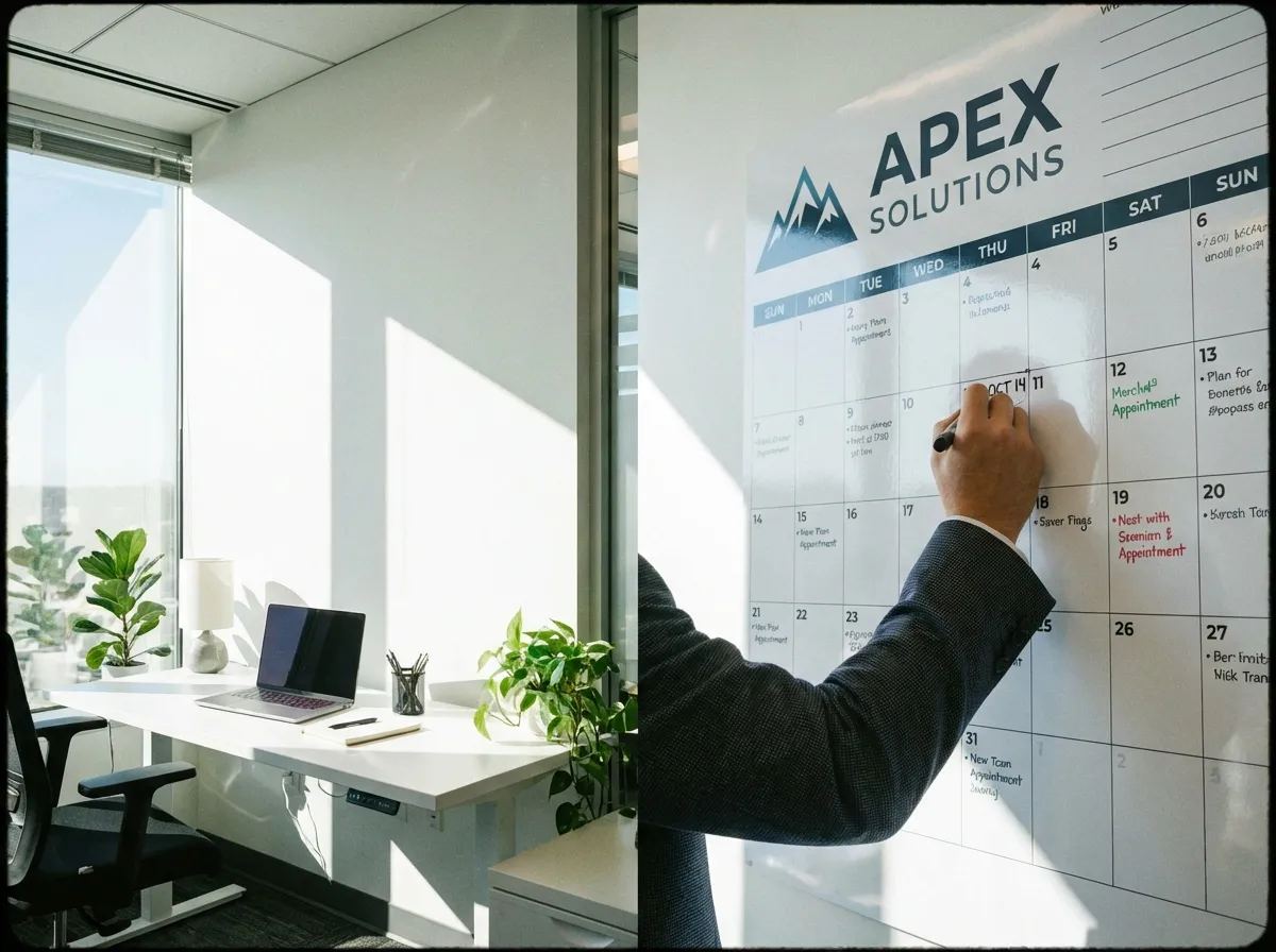 Custom printed departmental calendar being written on