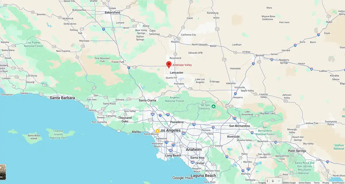 Google Map of Antelope Valley, California
