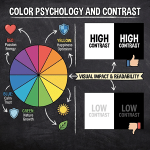 Tips for Designing Eye-catching Banners in Lancaster 1 An image showing color psychology and contrast